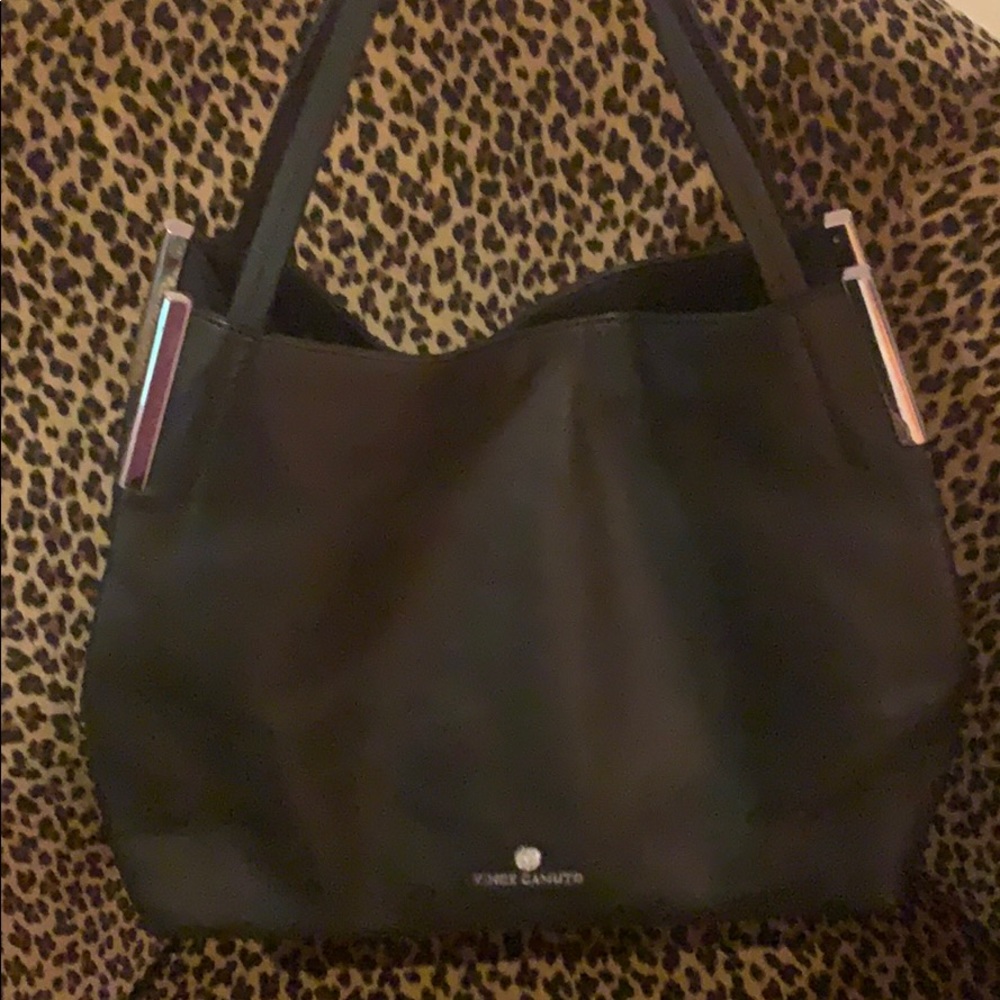 Vince Camuto genuine black pebble Leather shoulder Bag